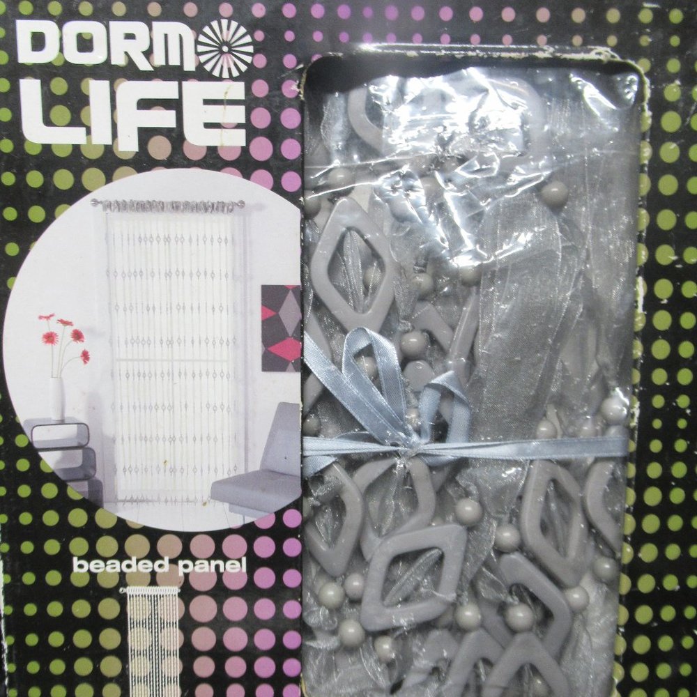 Grey Beaded Ribbon Window Curtain/Panel - Picture 2 of 6